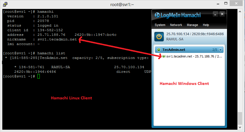 You have successfully installed and configured LogMeIn Hamachi on your Linux system.