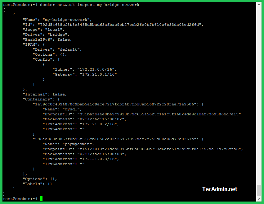 Docker Networking Example TecAdmin