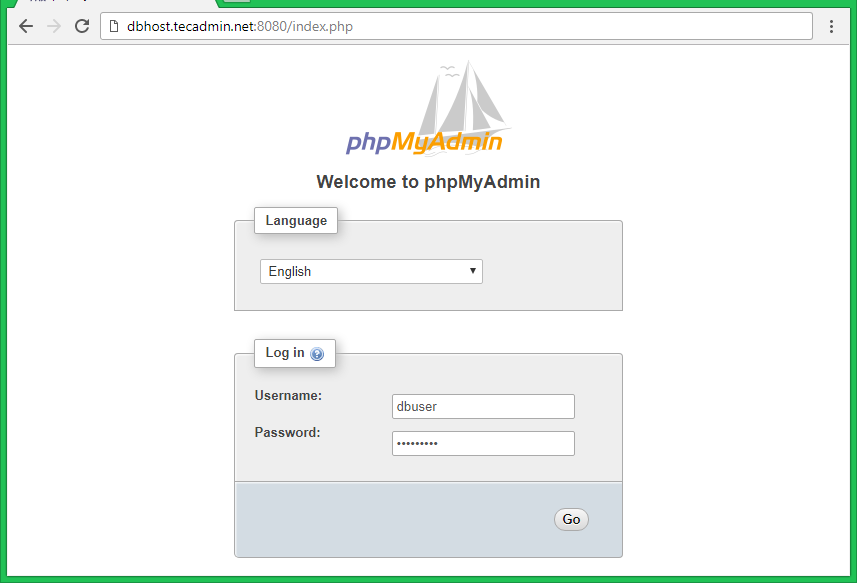 phpmyadmin docker host mysql