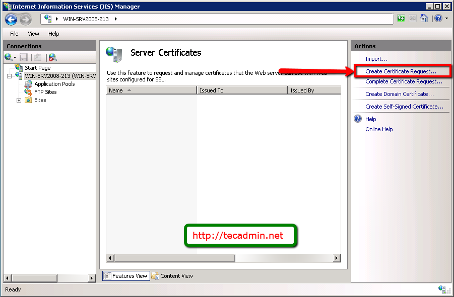 Create CSR for WildCard SSL on Windows Server 2008 TecAdmin