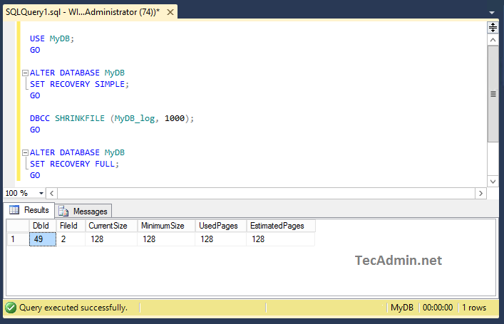 Логи mssql. Шринк ЛОГОВ В MS SQL. SHRINKFILE параметры. Транзакции SQL. DBCC SHRINKFILE пример.