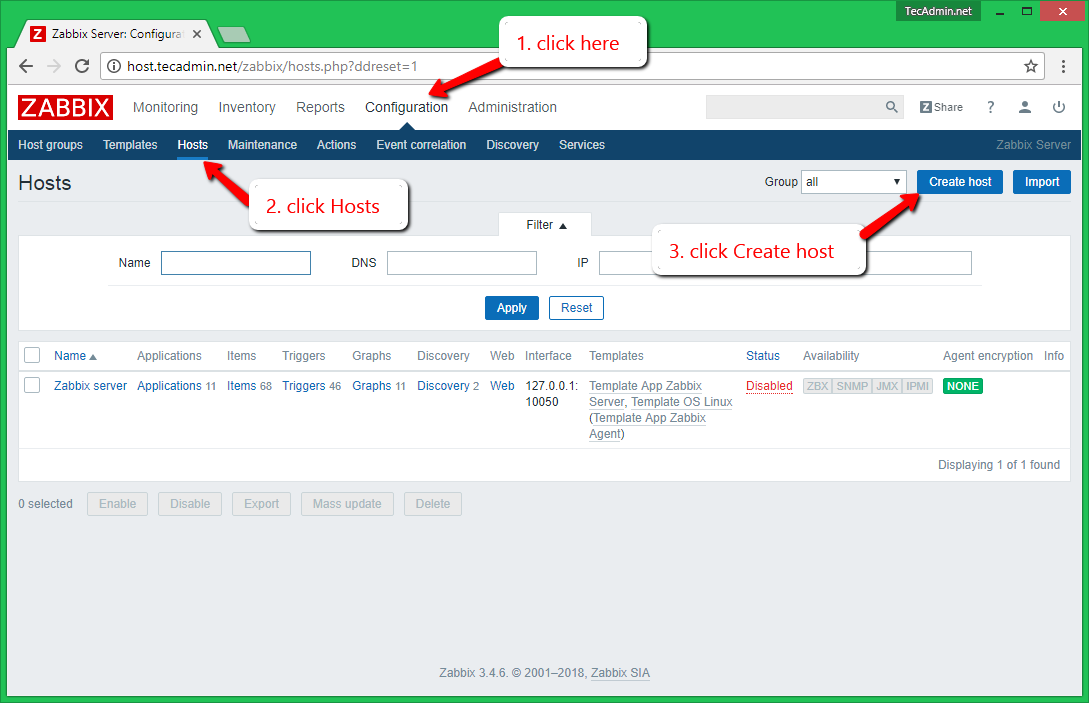 zabbix add host ping only