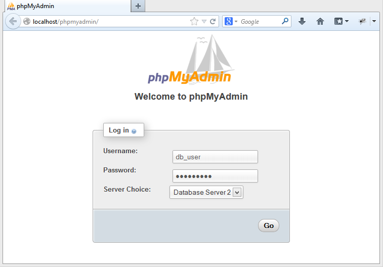 uniform server phpmyadmin config