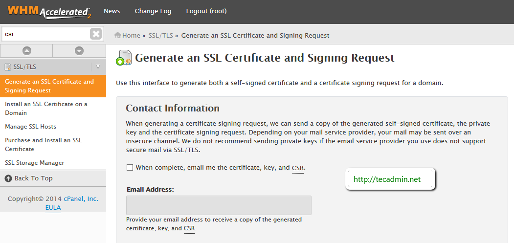 Generate certificate