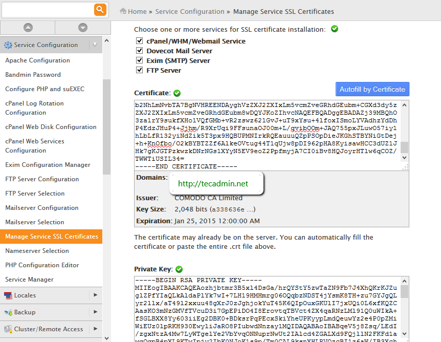 cpanel whm update ssl certificate