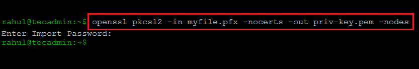 Command to Extract Private Key from PFX