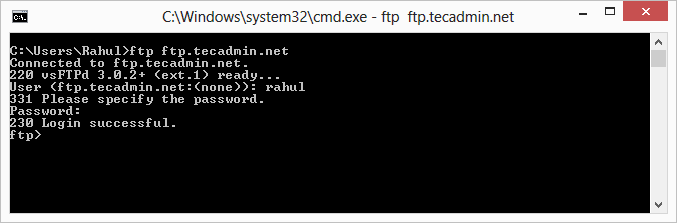 upload file using ftp command line in windows