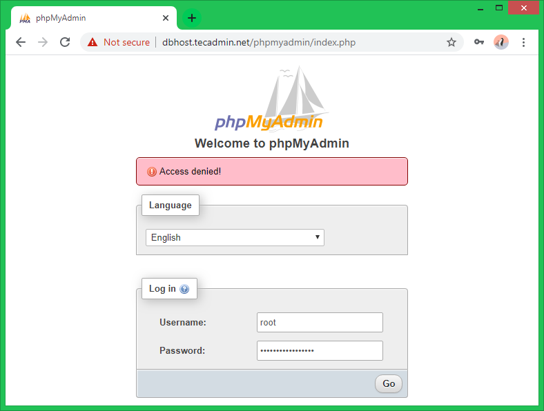 disable root phpmyadmin