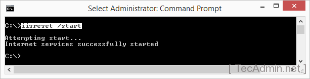 Start IIS via command line