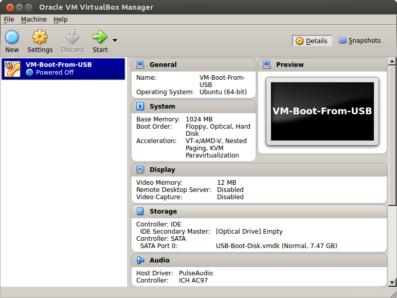 virtualbox boot from usb stick