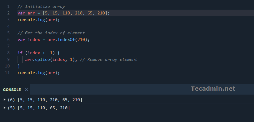 Javascript Remove One Element From Array By Index