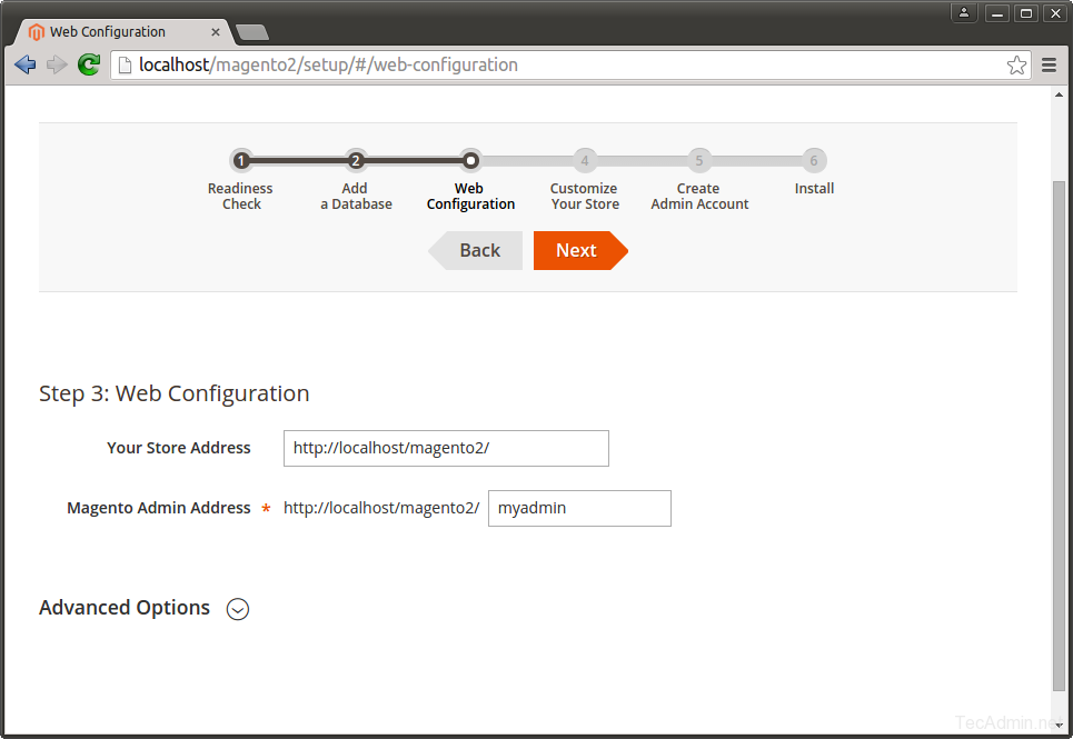 Install Magento 2 - Step 4