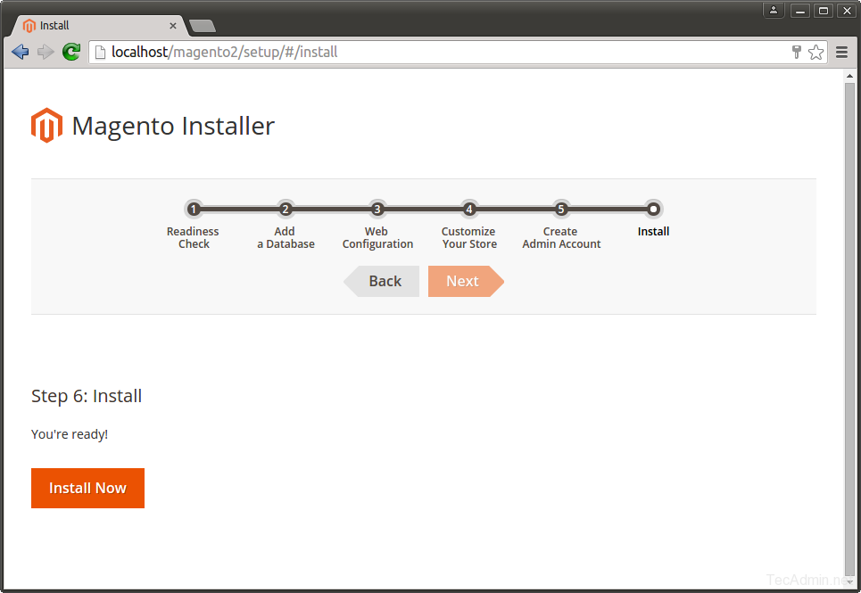 Install Magento 2 - Step 6