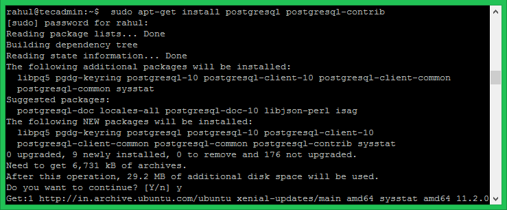 postgresql install ans usage