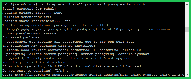 postgresql yum install