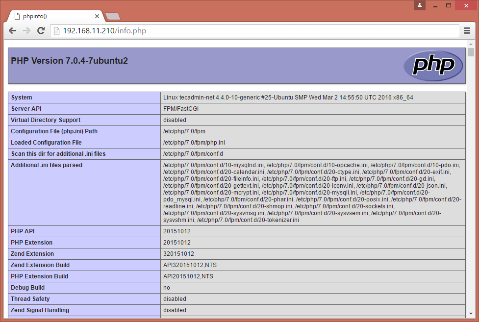 Install Nginx MySQL PHP