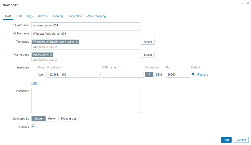 Adding Windows Host Details to Zabbix