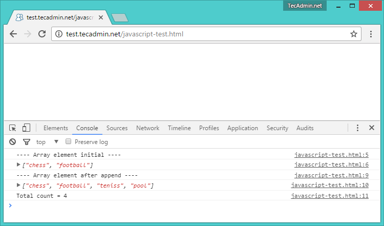 How to Append Element to Array in JavaScript   TecAdmin - 56