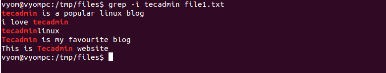 Linux grep command example 3
