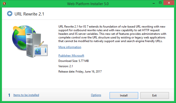 Enable URL Rewrite Module IIS