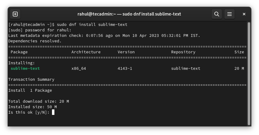Installing Sublime Text Editor on Fedora Using DNF