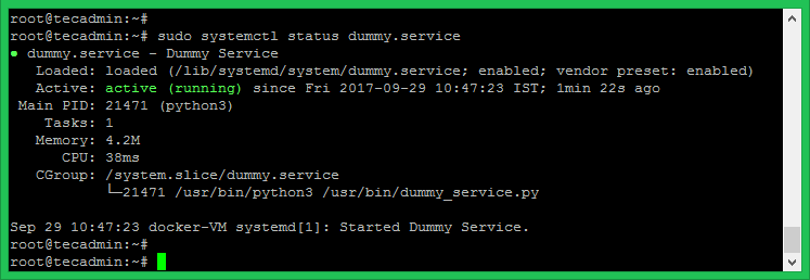 Runnng Python Script with Systemd