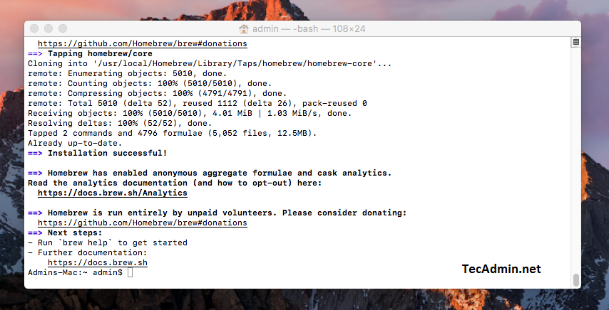 Installing homebrew on macOS