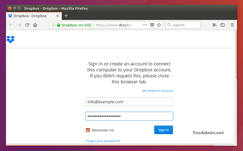 dropbox account log in