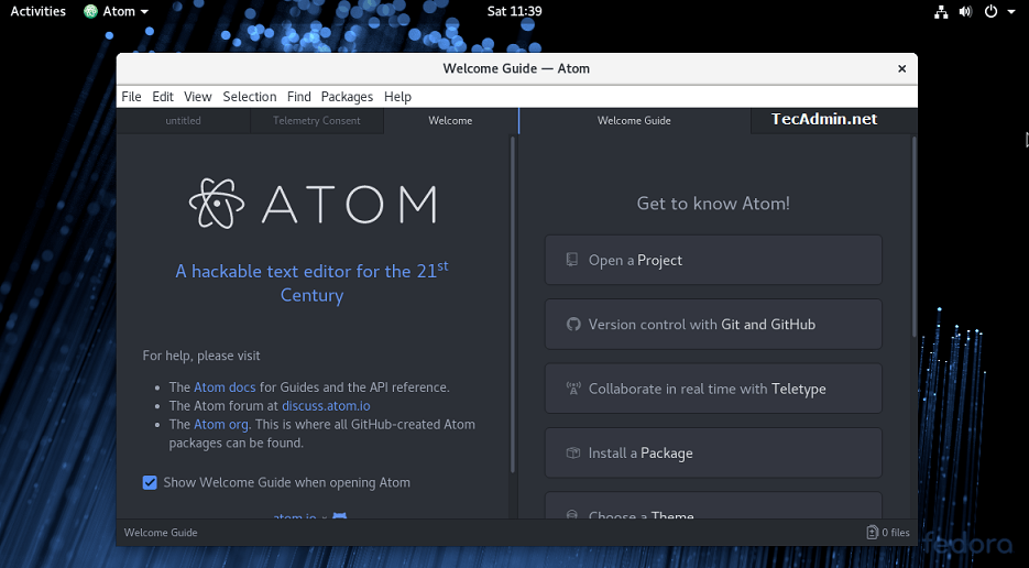 Как установить atom на fedora