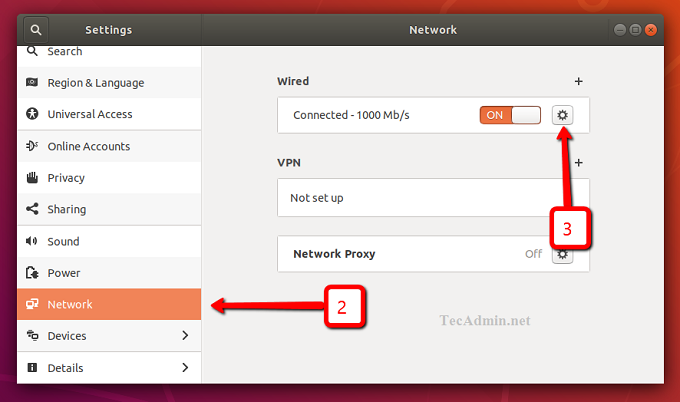 Ubuntu open network settings