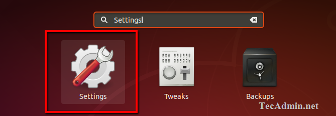 Ubuntu open settings
