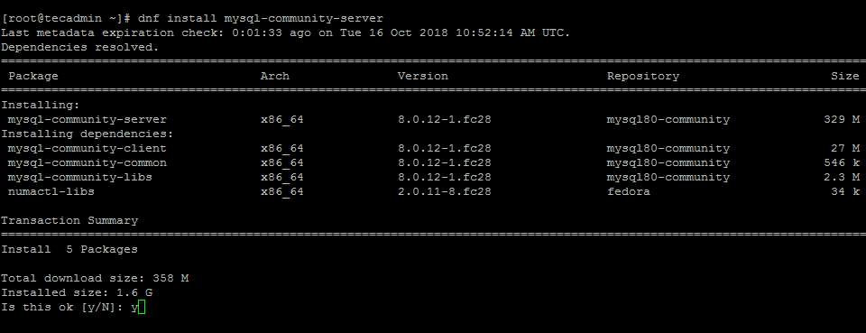 Installing MySQL 8.0 on Fedora