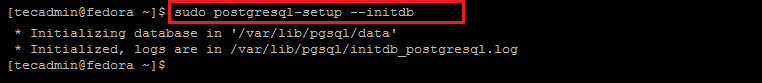 Initialize PostgreSQL environment on Fedora