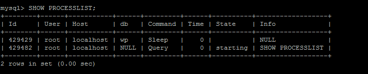 MySQL Show All Processes