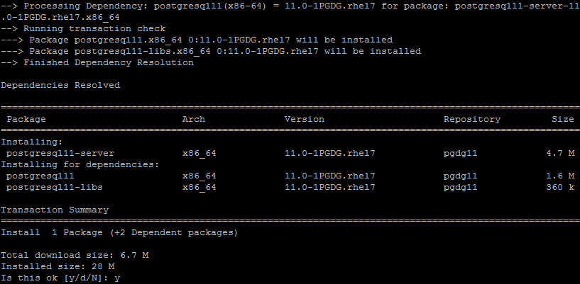 postgresql yum install