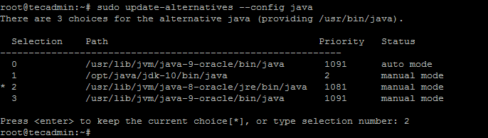 update alternatives java