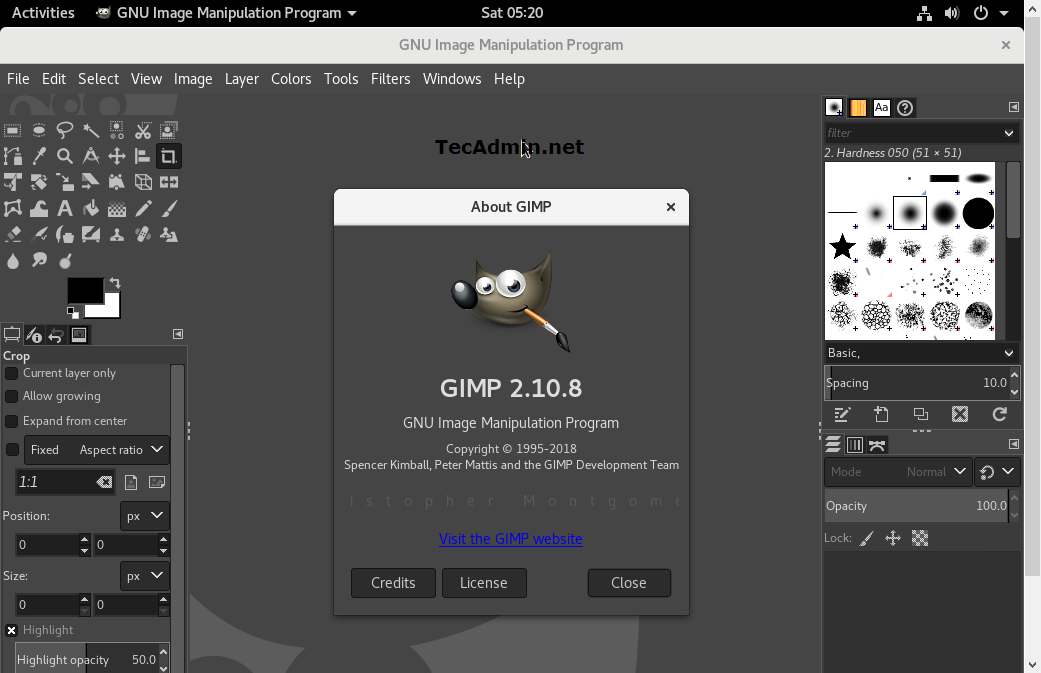 Gimp on Debian 9