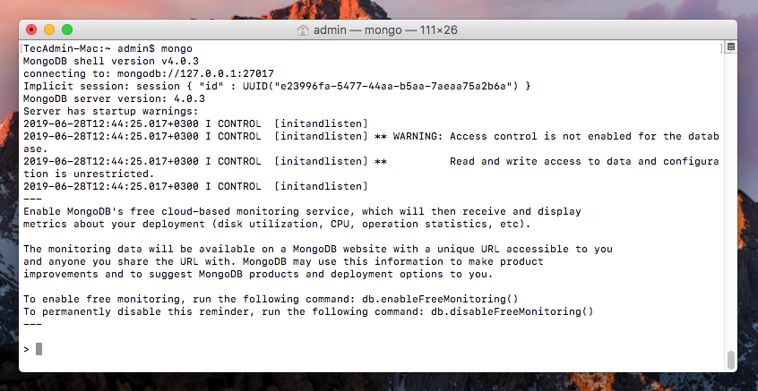 How To Install MongoDB on MacOS   TecAdmin - 37