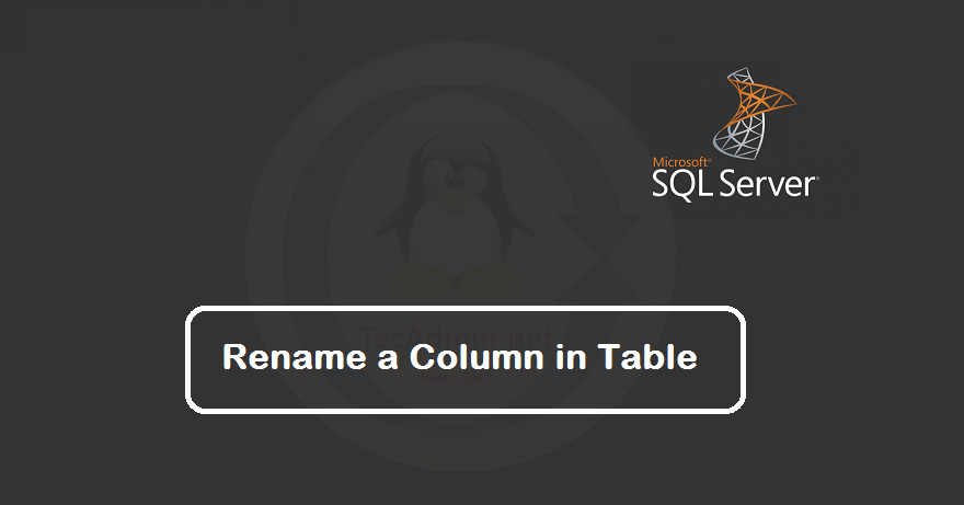 How To Rename A Column In Sql Server