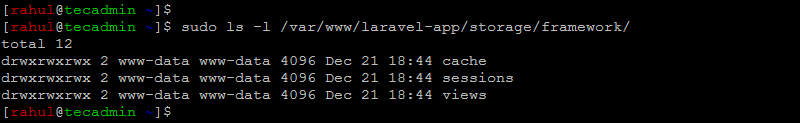 Working Laravel cache directory permissions