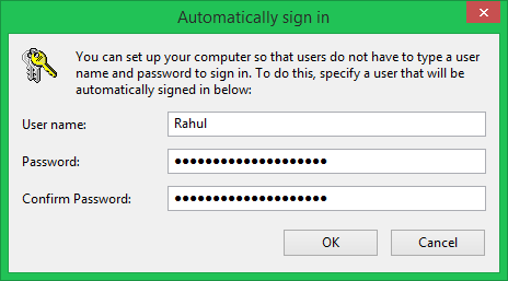 signin windows automatically on start