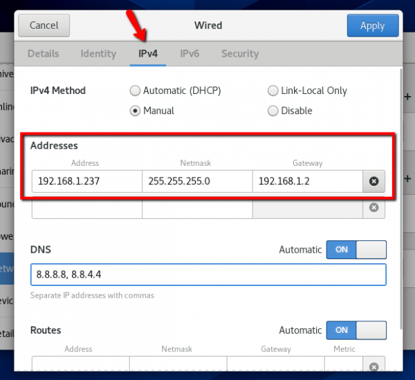 how to set static ip address in centos 8