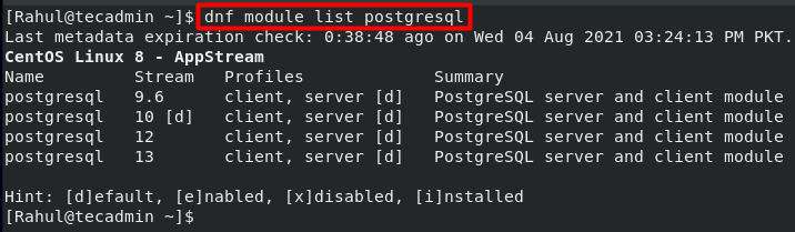 CentOS 8 Check Postgres Repository