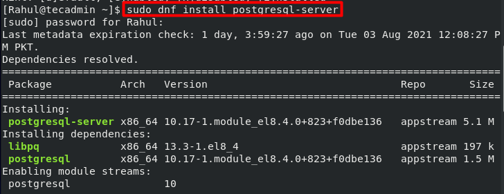 How To Install PostgreSQL Server on CentOS 8   TecAdmin - 17