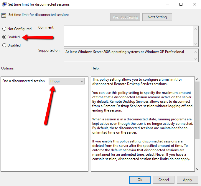 Automatically Log off Disconnected User Sessions on Windows - 32