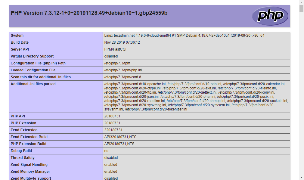 How to Install Nginx with PHP FPM on Debian 10 TecAdmin - 72