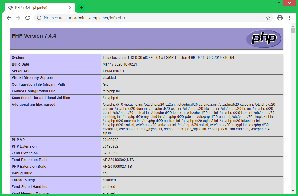 Install lamp on centos 8