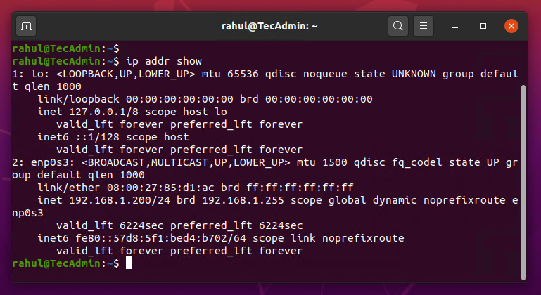 how to check mac address ubuntu