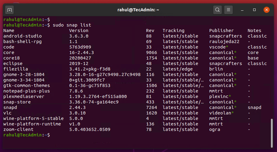 apt list installed packages