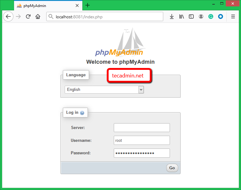 phpmyadmin docker images